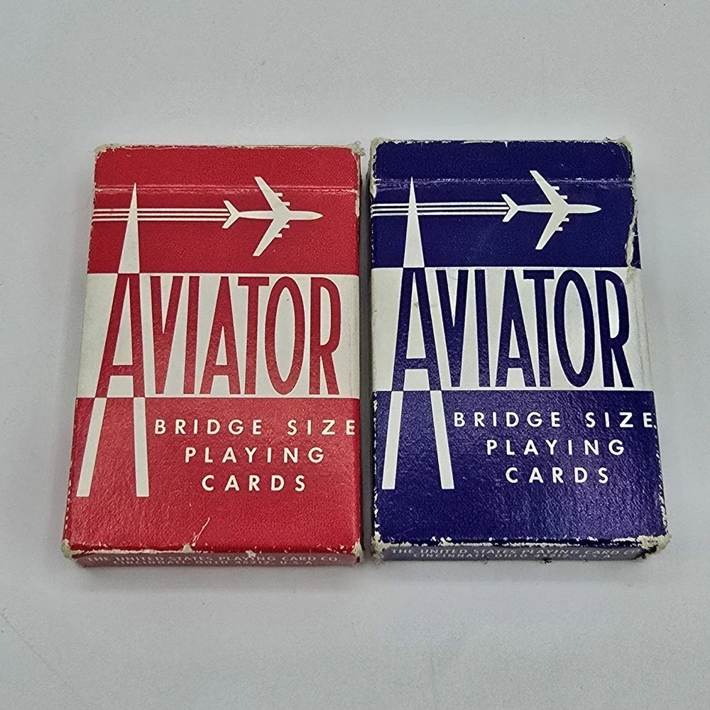 Vintage AVIATOR Lot Of 2  Deck PLAYING CARDS, Complete,‎ Made in USA